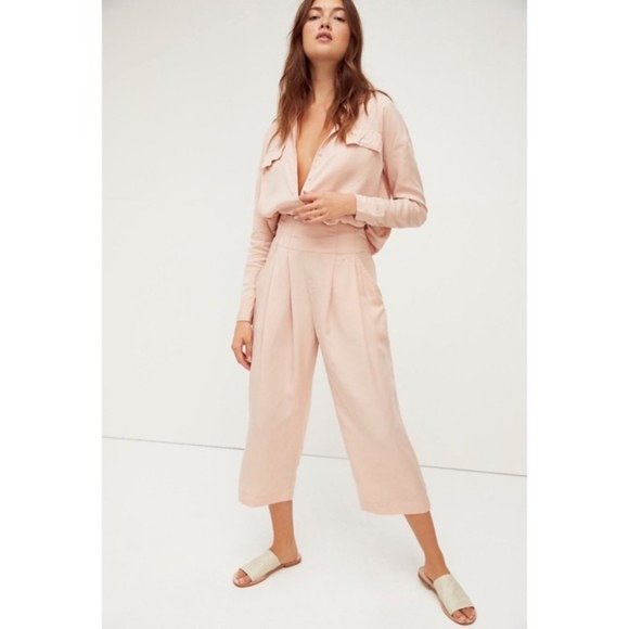 New FREE PEOPLE Yasmin Pant Set in Pale Pink Size 4 or S - Picture 1 of 11